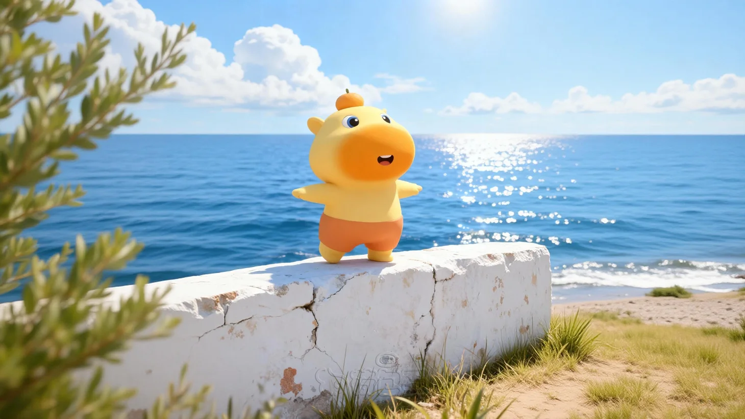 水豚噜噜壁纸丨海岸系手机平板治愈背景壁纸