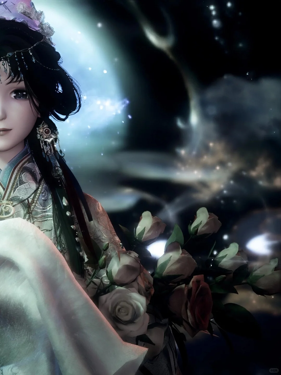 “美淑人之妖艳，因盼睐而倾城”