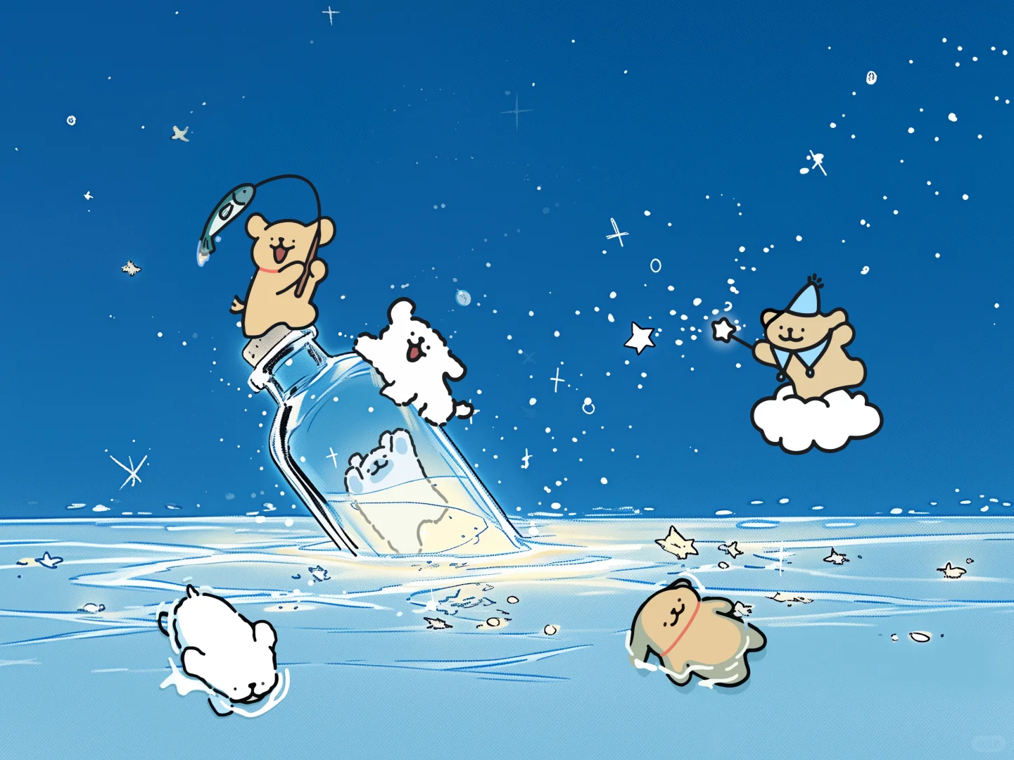 线条小狗iPad壁纸｜这也太治愈了吧～