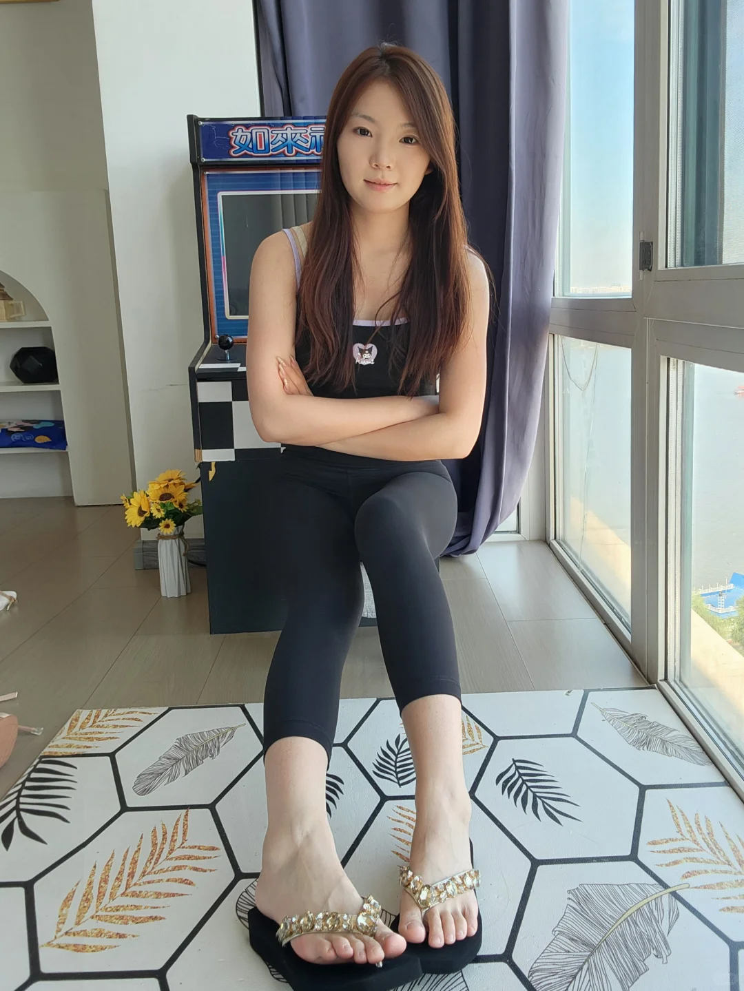 【活力穿搭】运动背心 瑜伽裤 休闲人字拖