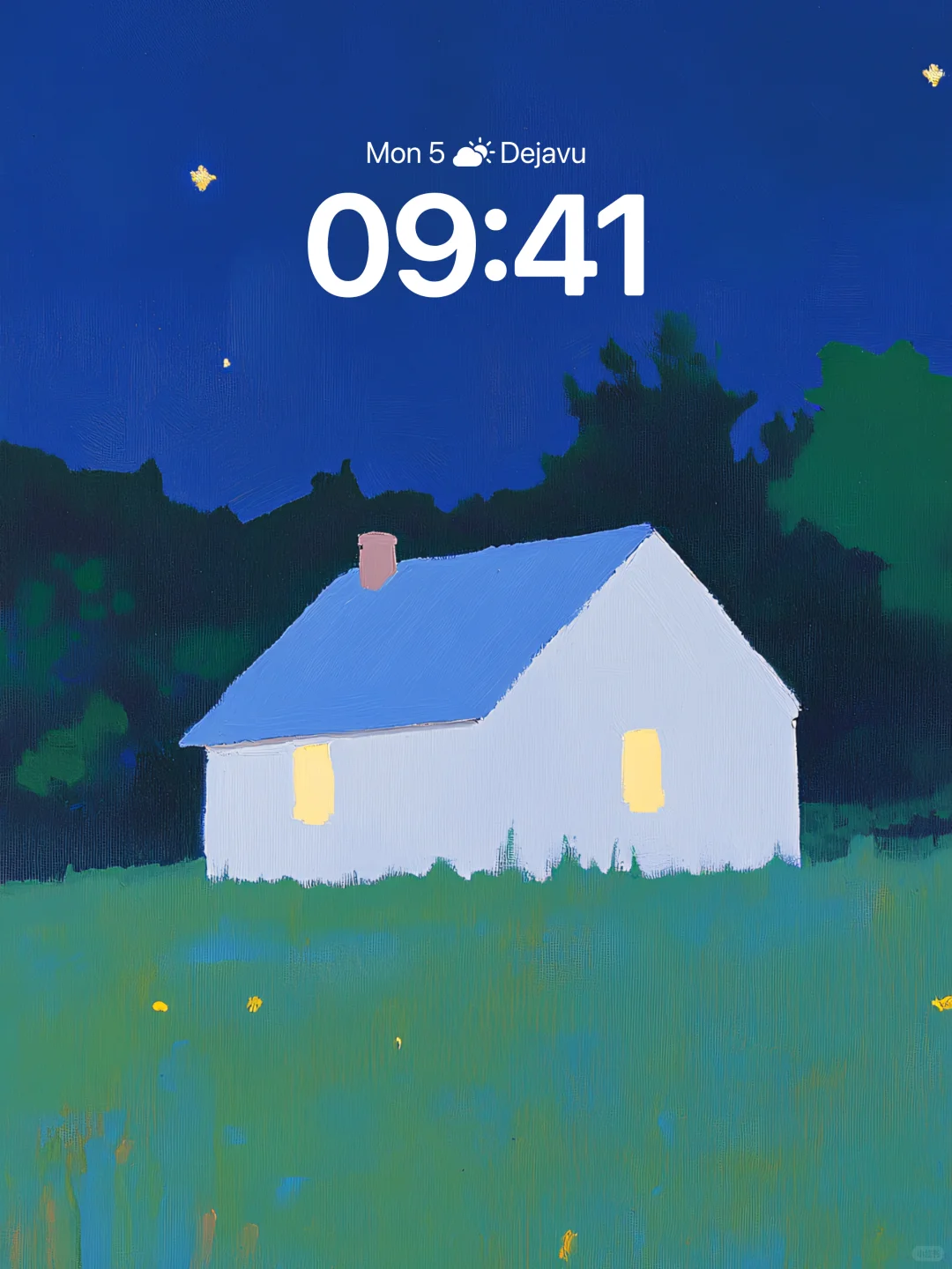 星夜下的蓝色小屋｜高清壁纸｜2095