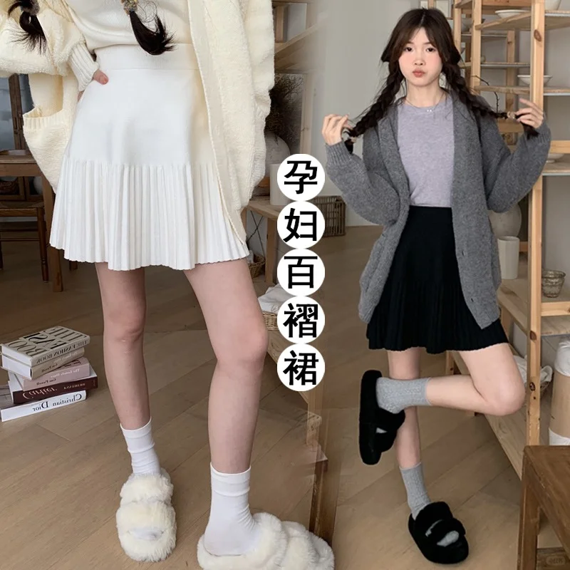 孕妇穿搭｜秋冬半身裙百褶裙包臀裙