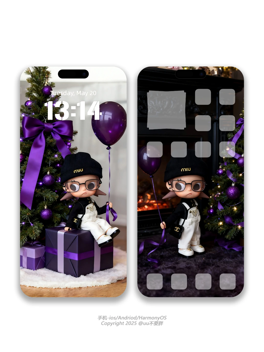 Z021｜紫色圣诞树Zsiga壁纸｜冬日氛围满满