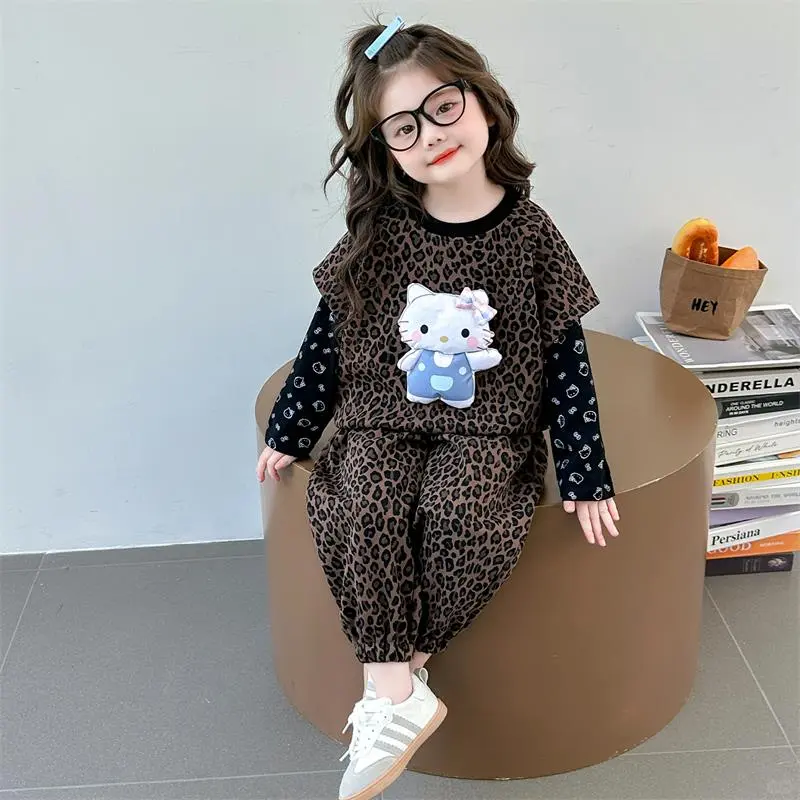 女童秋装套装2025新款韩版女宝宝豹纹🌊