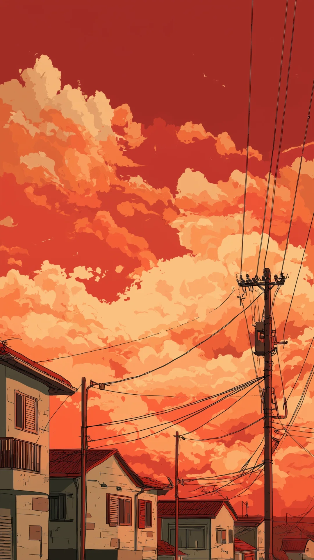 闯入宫崎骏的画里 被橘红天空美到失语