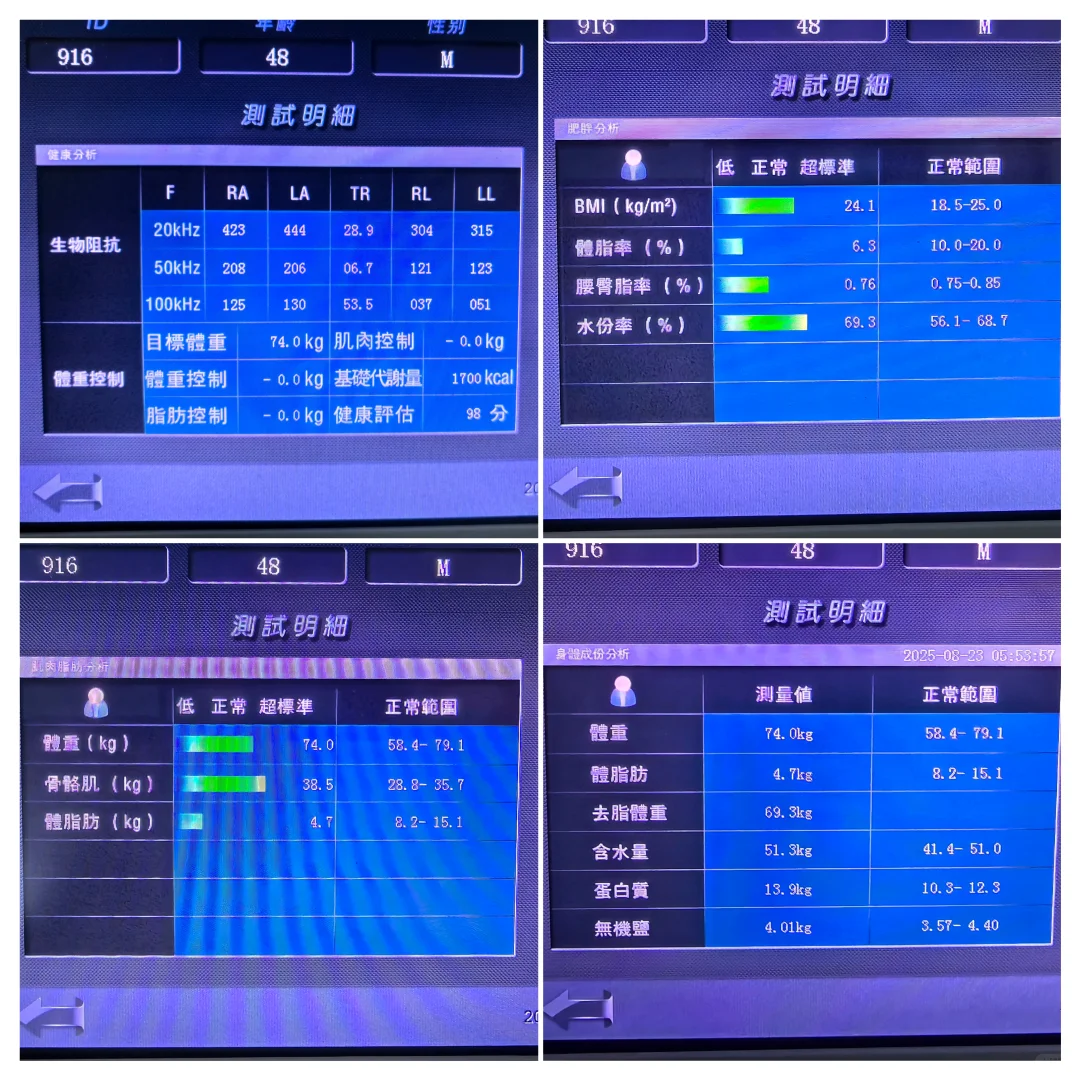 健康评估98分体脂率6.3的选手😂