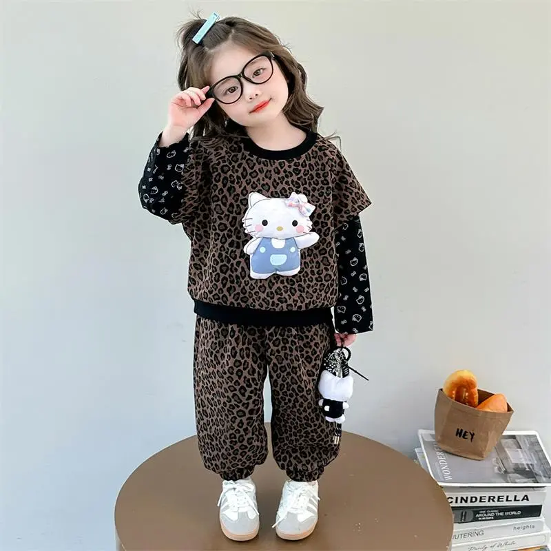 女童秋装套装2025新款韩版女宝宝豹纹🌊