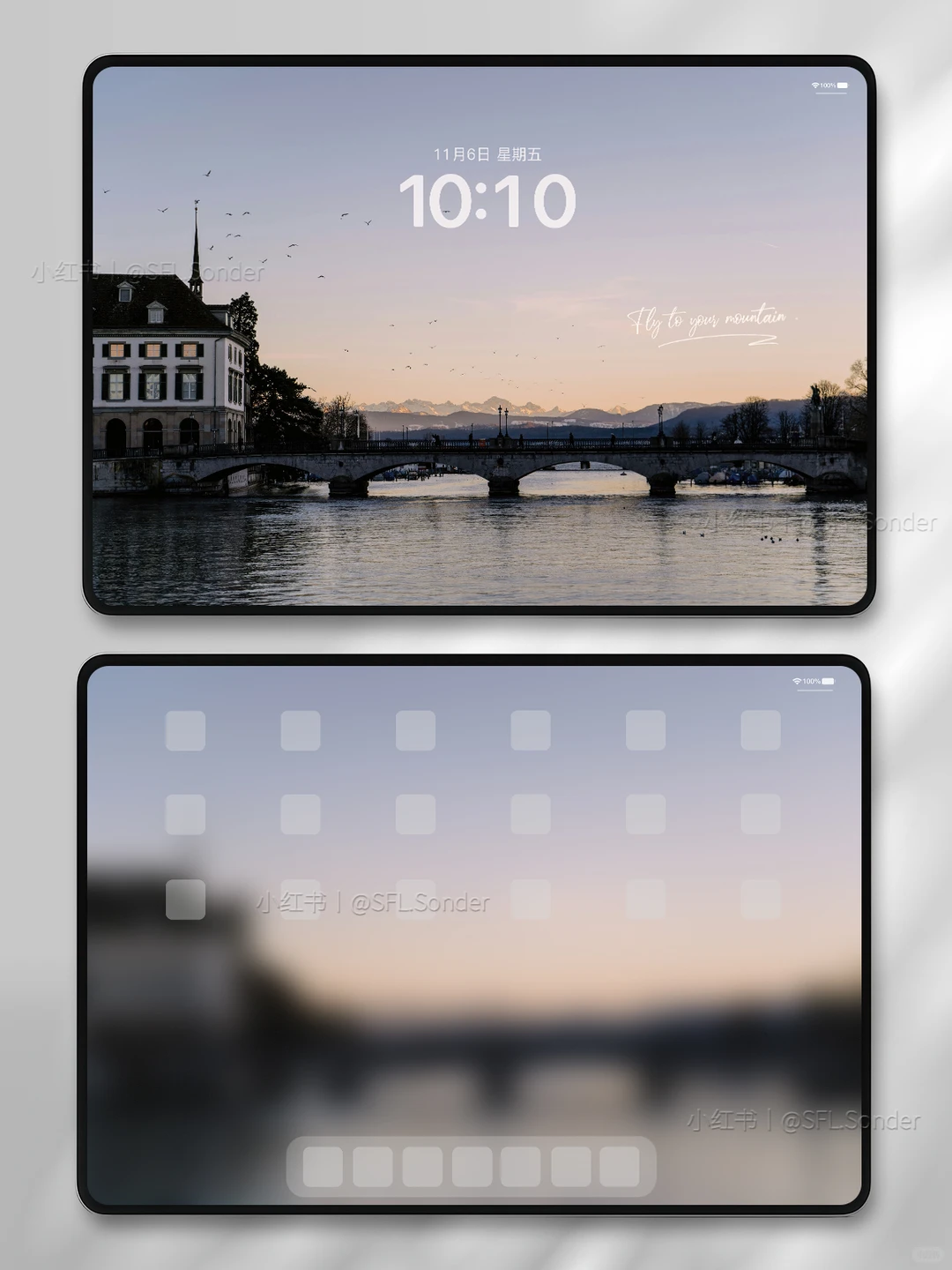 “清晨的桥，像时间的缝隙。”平板壁纸