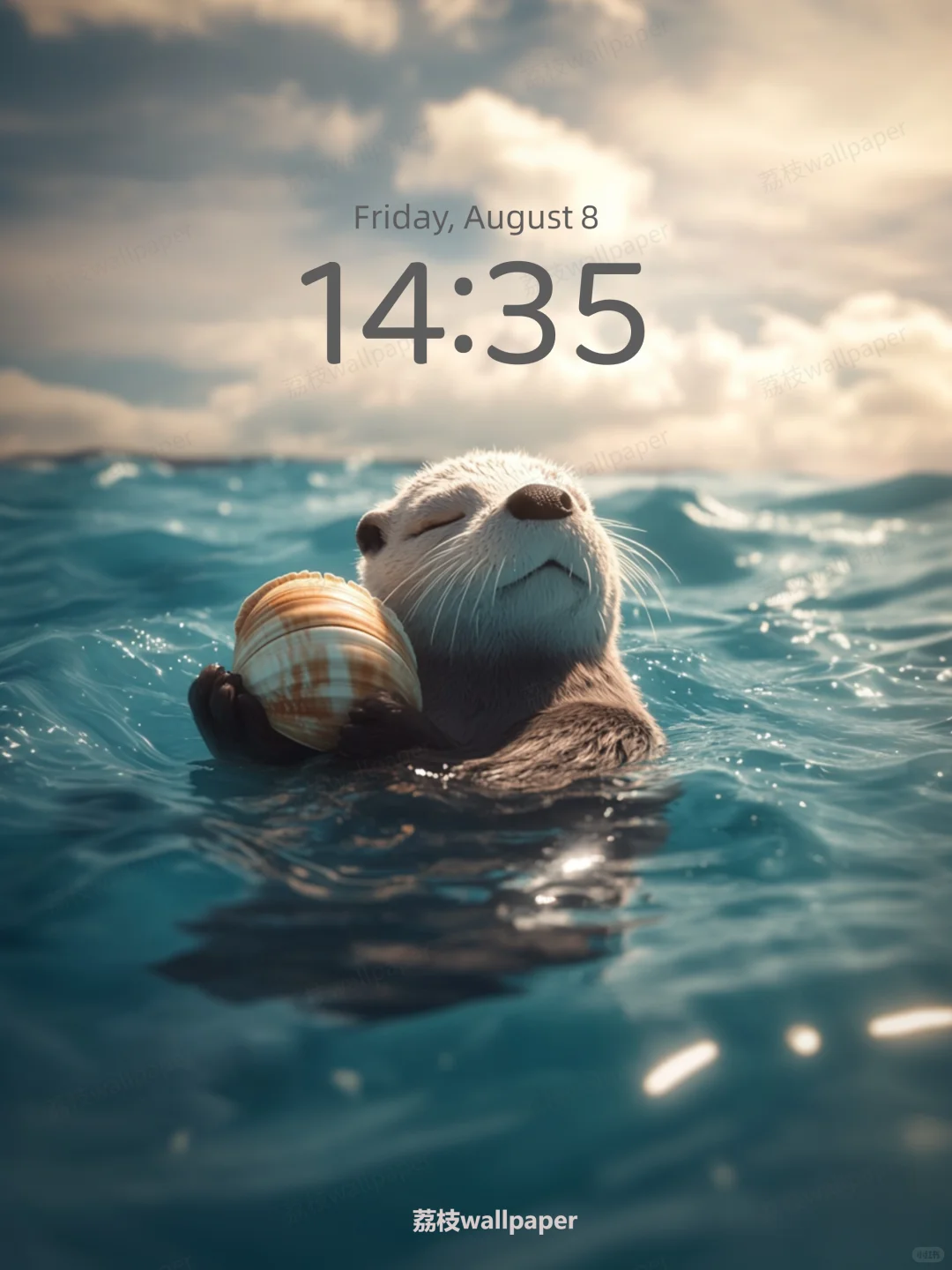 041｜简约高清壁纸｜贝壳海獭