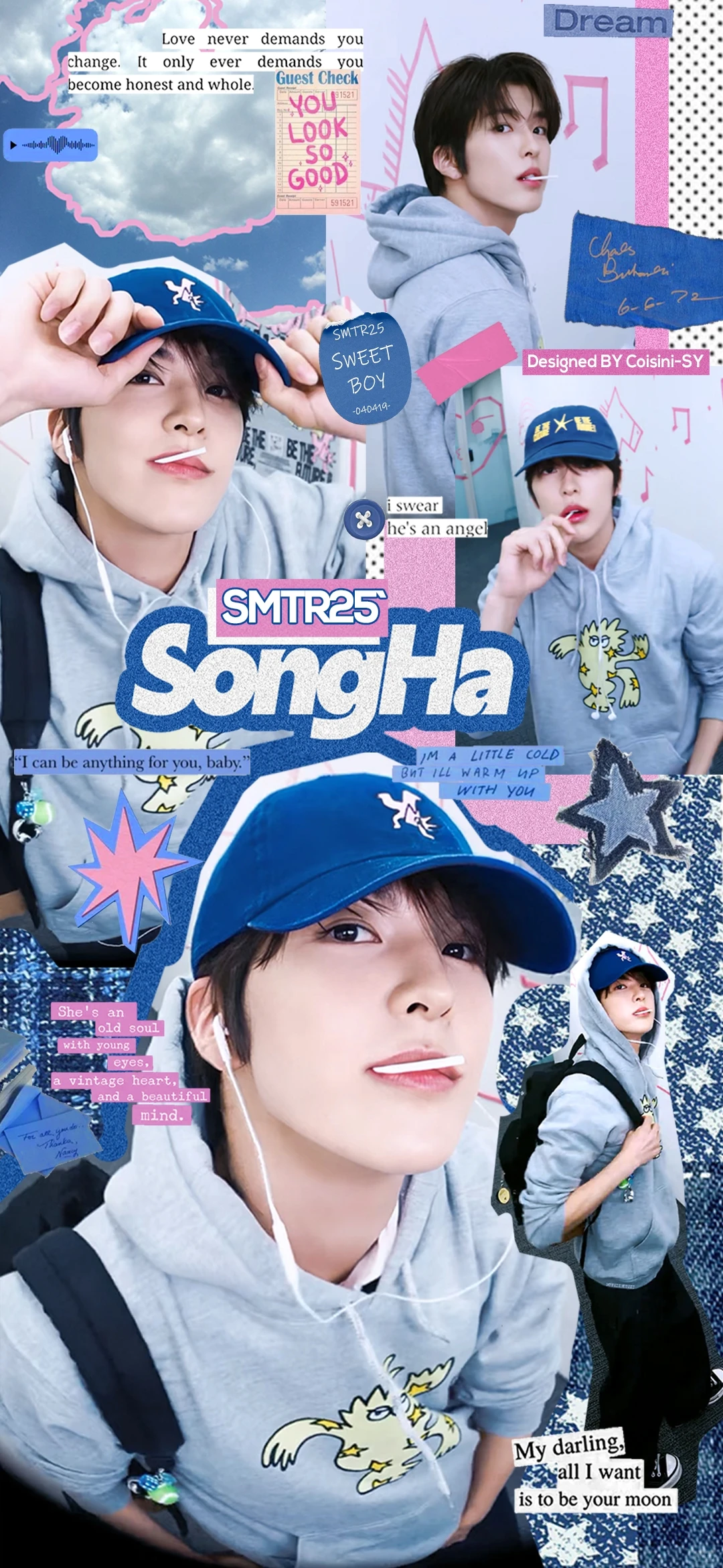 李松河｜songha🧢蓝色怼脸极繁拼贴壁纸