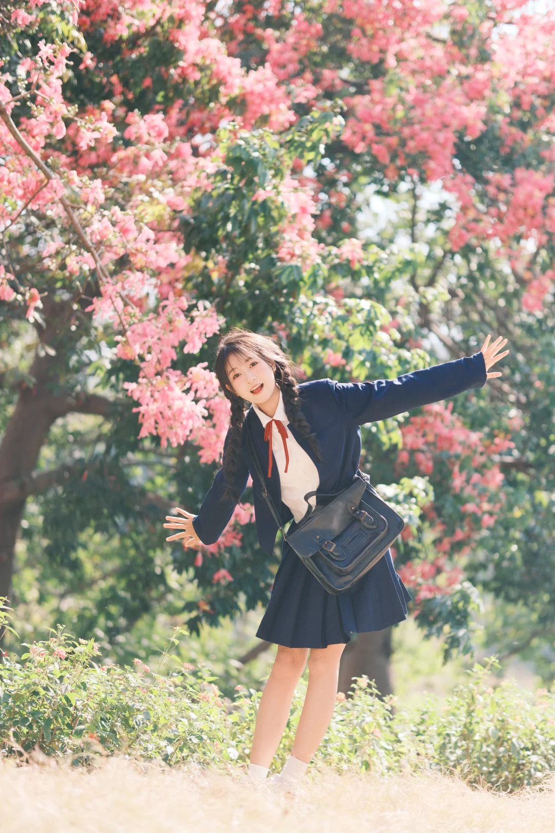 深圳观澜异木棉花海🌸jk制服少女写真