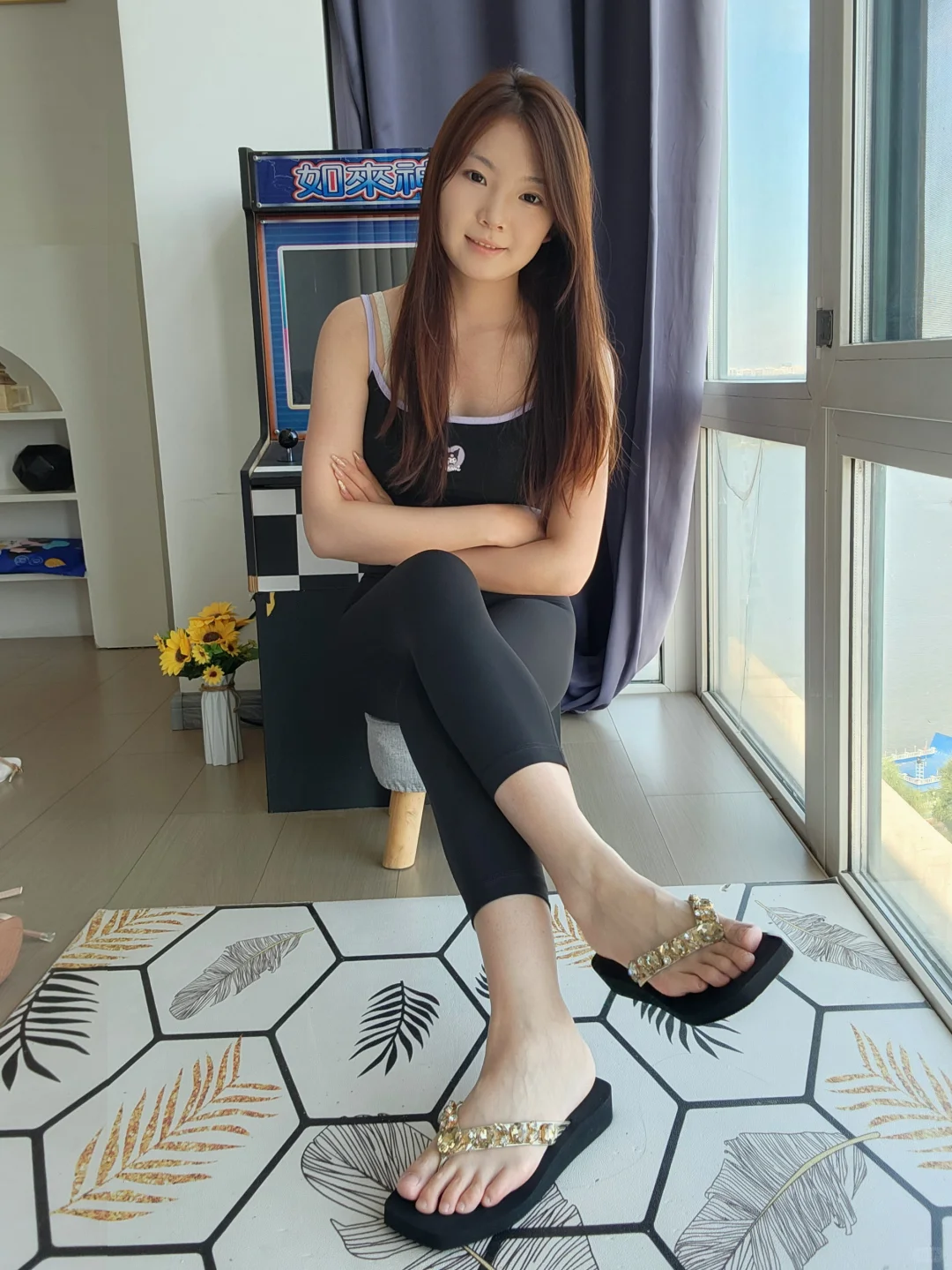 【活力穿搭】运动背心 瑜伽裤 休闲人字拖