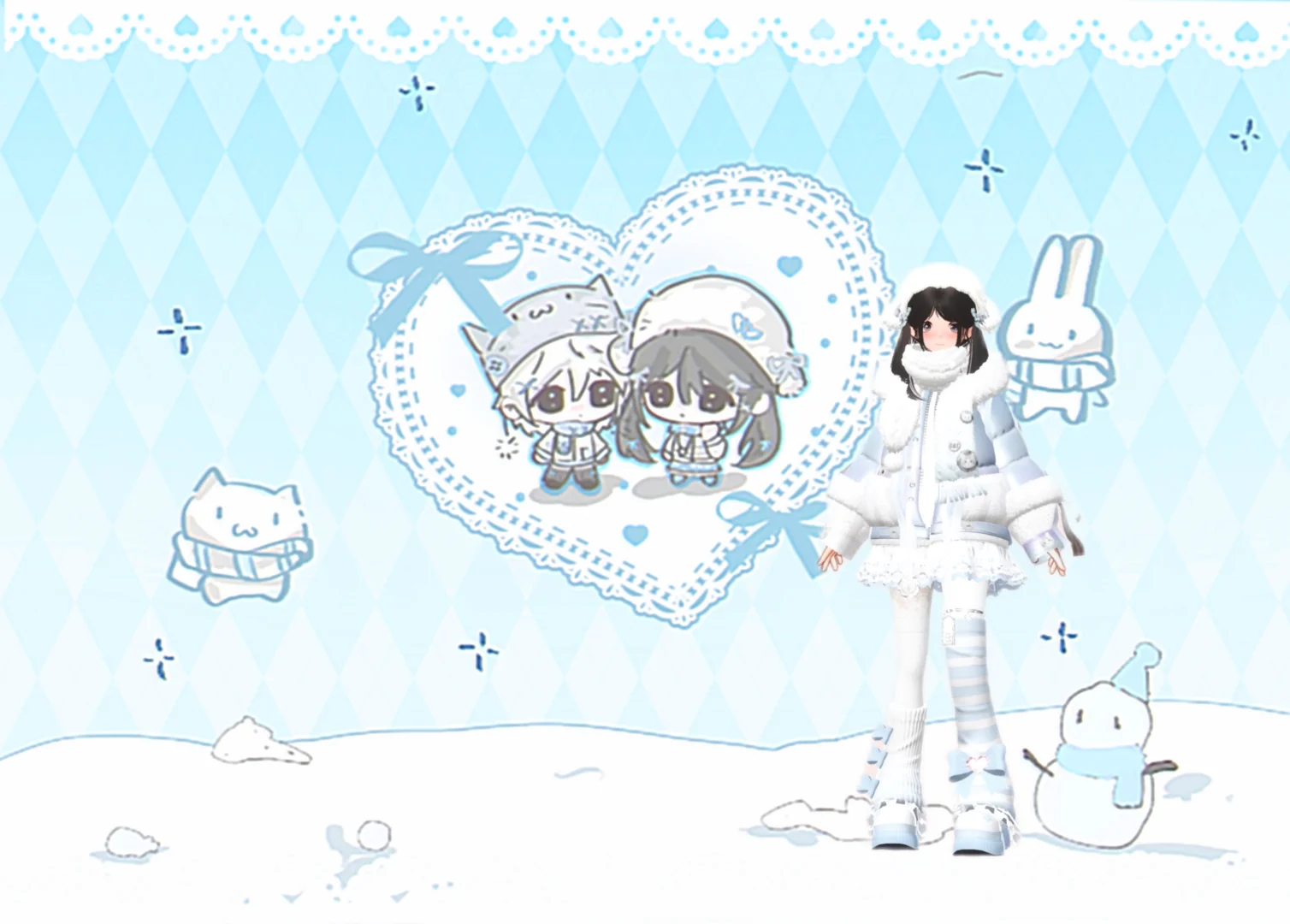 免模 冬季双人平板壁纸❄️