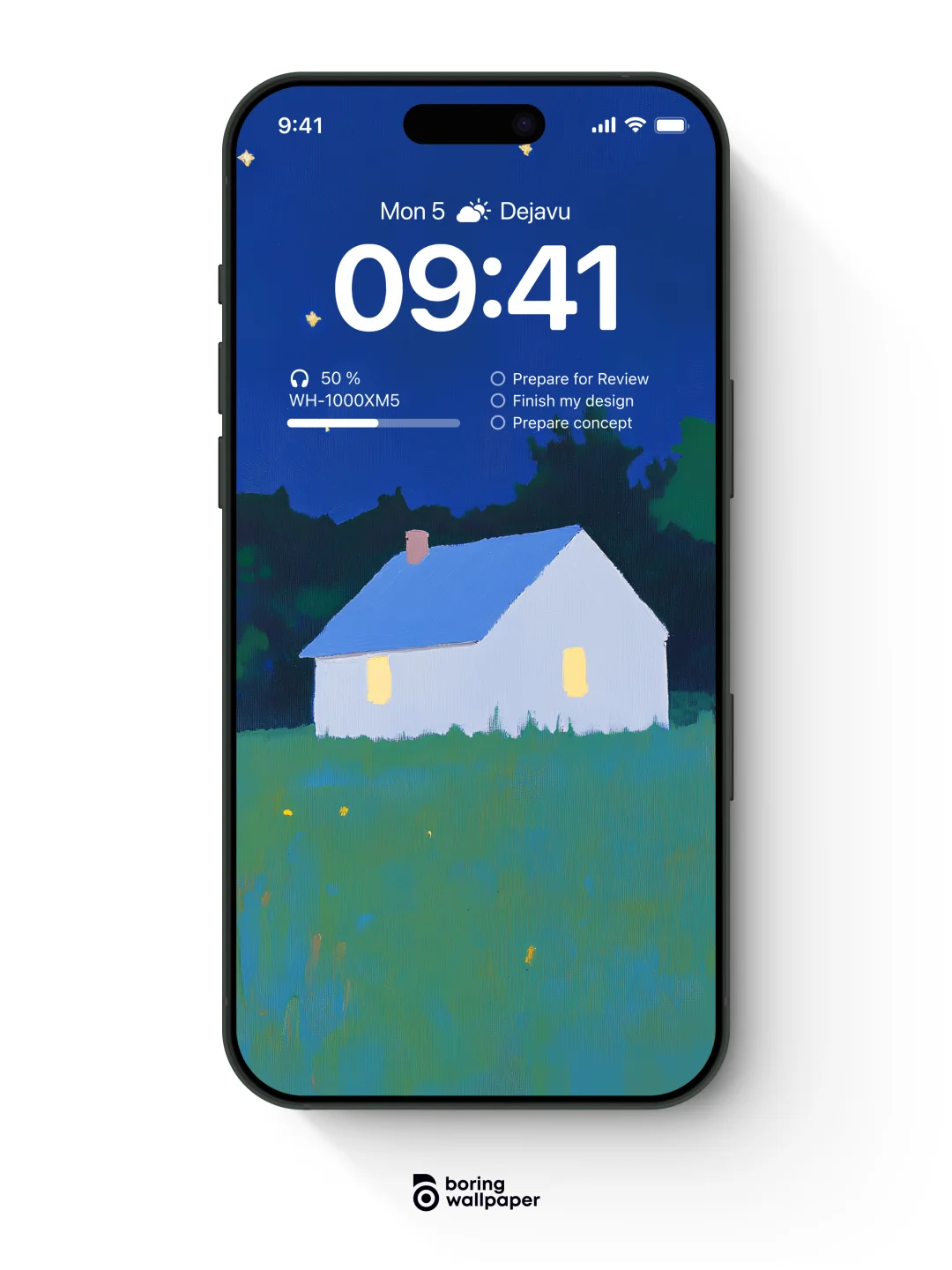 星夜下的蓝色小屋｜高清壁纸｜2095