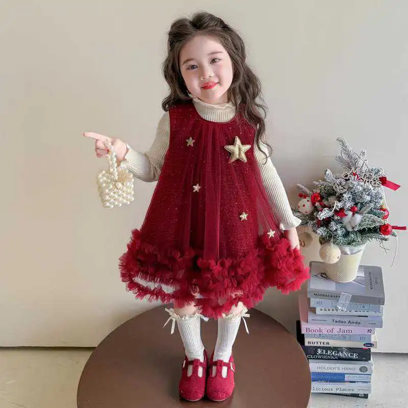 秋冬必备！女宝宝背心裙洋气纱裙两件🎁