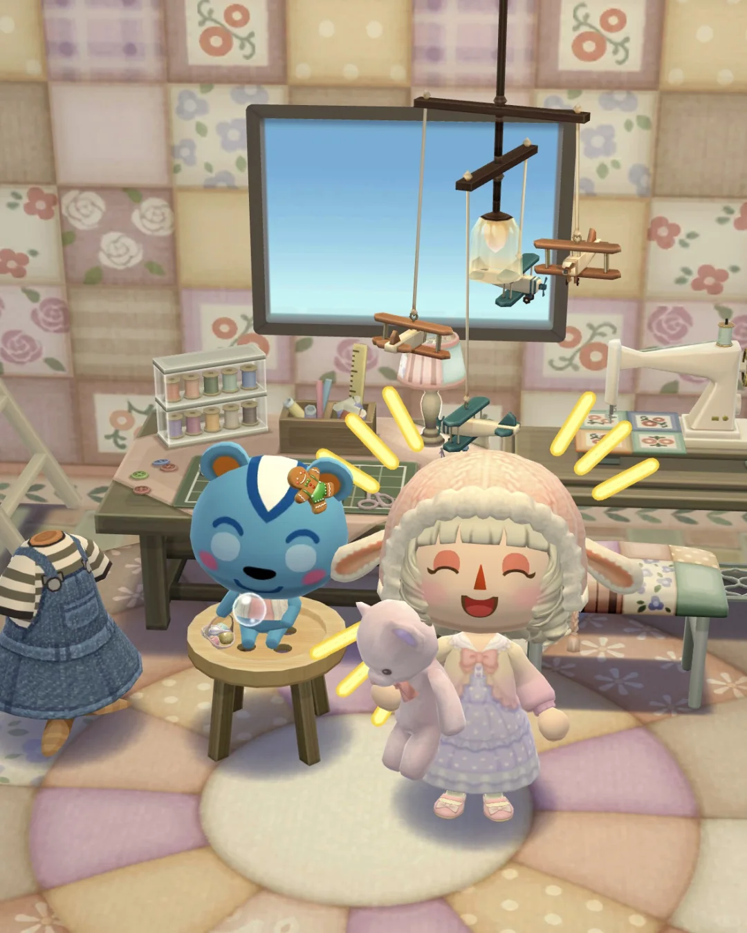 在口袋动森里实现了缝纫屋的愿望✨…