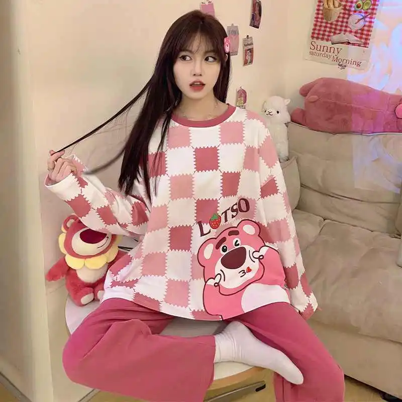 长袖长裤睡衣女春秋款纯棉夏天可爱女款女孩