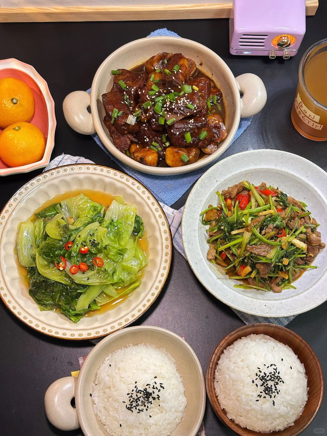 晚餐｜🌰板栗排骨 香菜炒牛肉 清炒生菜🥬