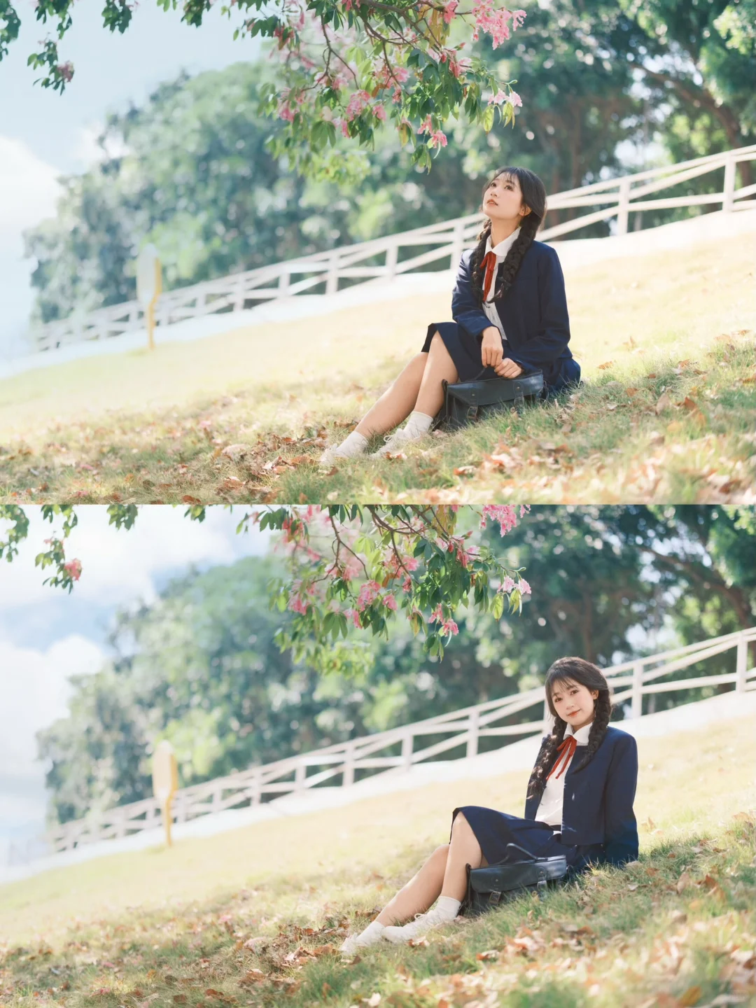 深圳观澜异木棉花海🌸jk制服少女写真