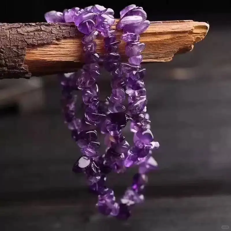 天然紫水晶碎石珠子紫晶手链女紫色手❄️