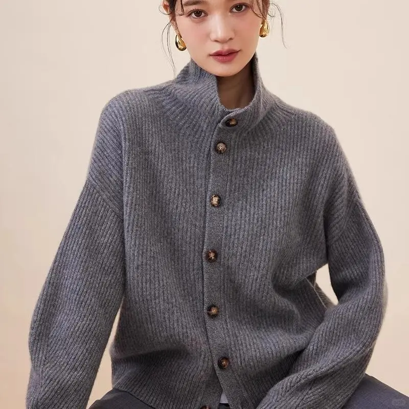 ❄️复古立领毛衣外套，椰子灰的温柔杀！