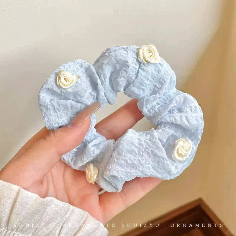 法式蕾丝花边大肠发圈女高级感韩系头饰百搭