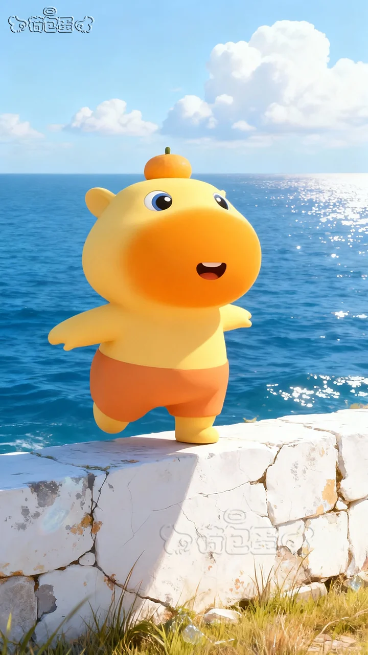 水豚噜噜壁纸丨海岸系手机平板治愈背景壁纸