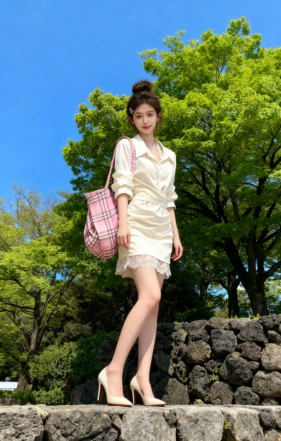 今日心动款 奶油肌缎面衬衫裙