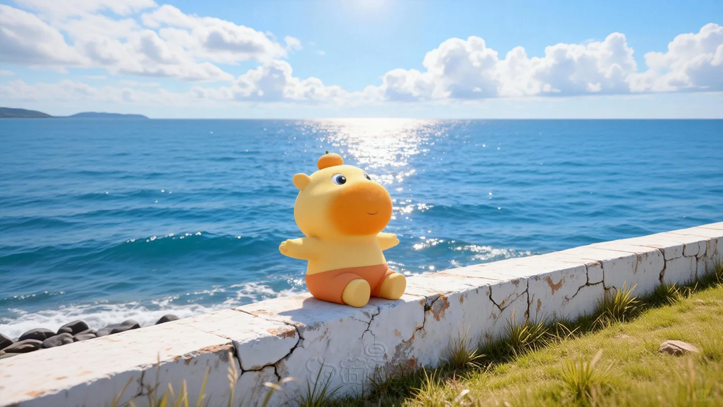 水豚噜噜壁纸丨海岸系手机平板治愈背景壁纸