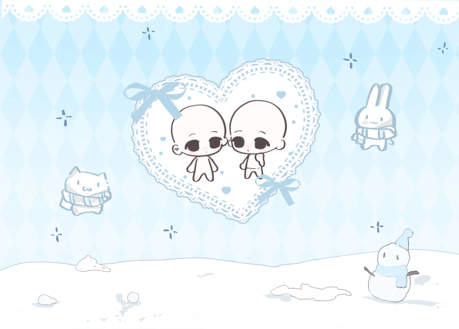 免模 冬季双人平板壁纸❄️