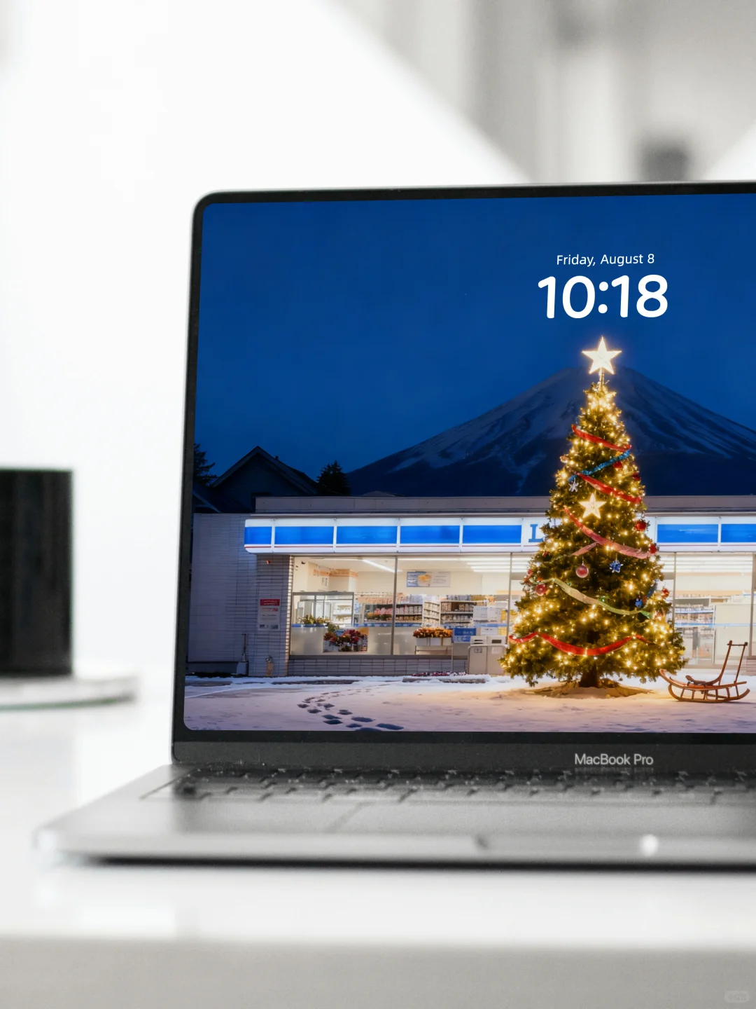 富士山×罗森便利店×圣诞树🎄丨4K氛围壁纸