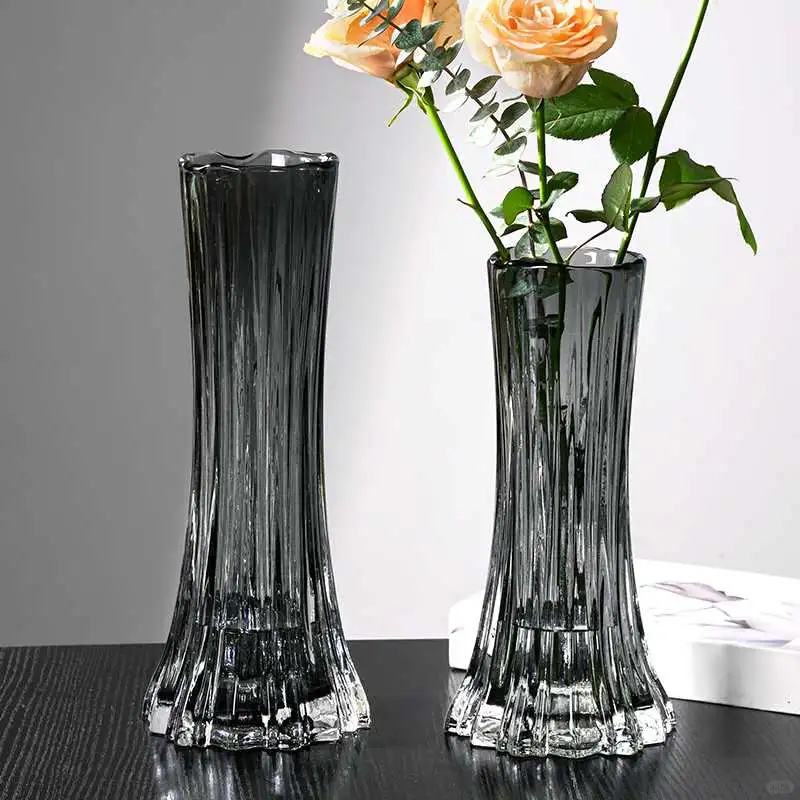 透明高级感玻璃花瓶，家居摆件新宠🌟