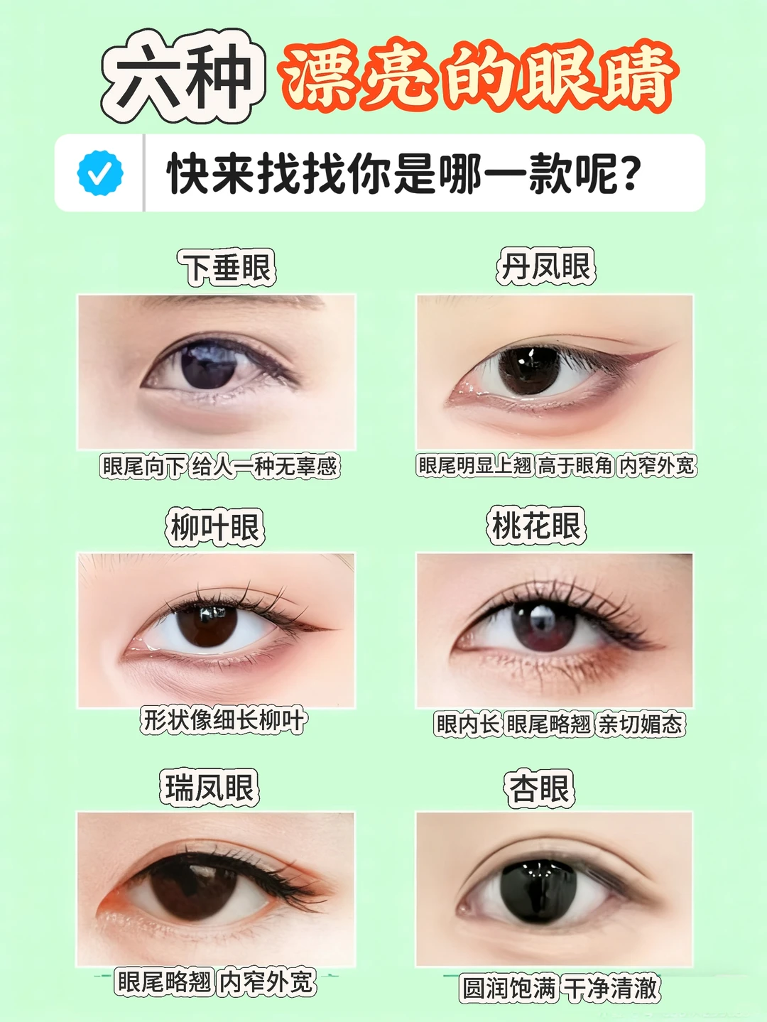 常见眼型，快来找一找你是哪种眼？