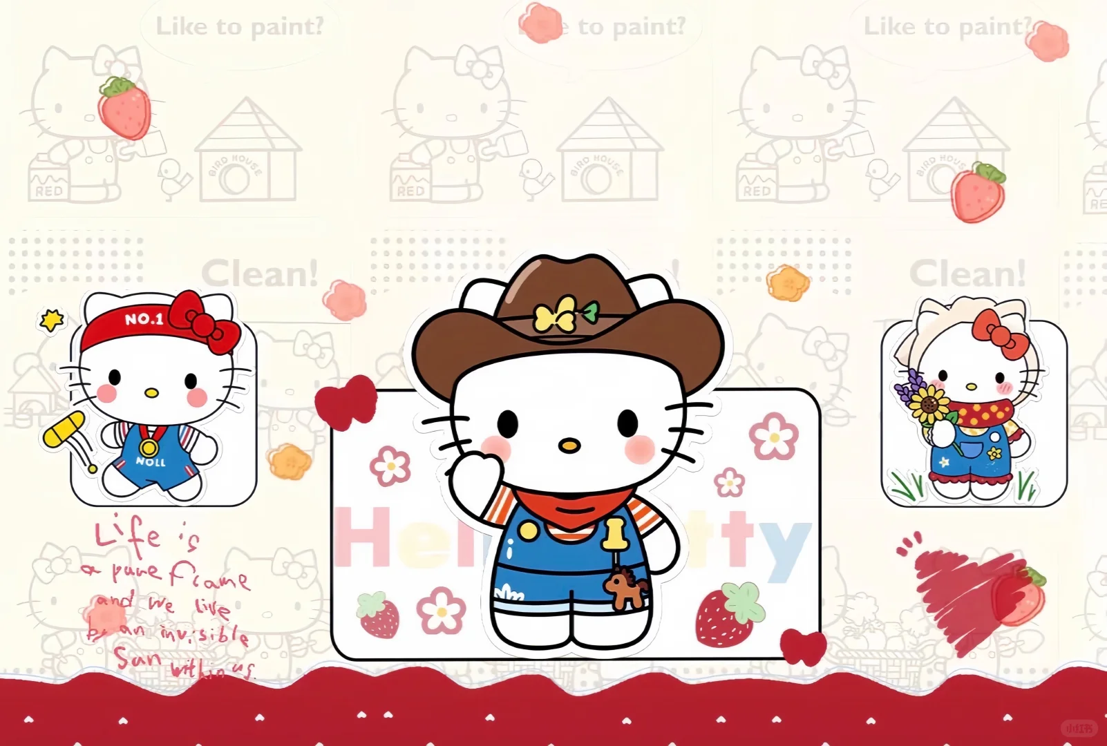 草莓🍓Kitty｜平板壁纸套图