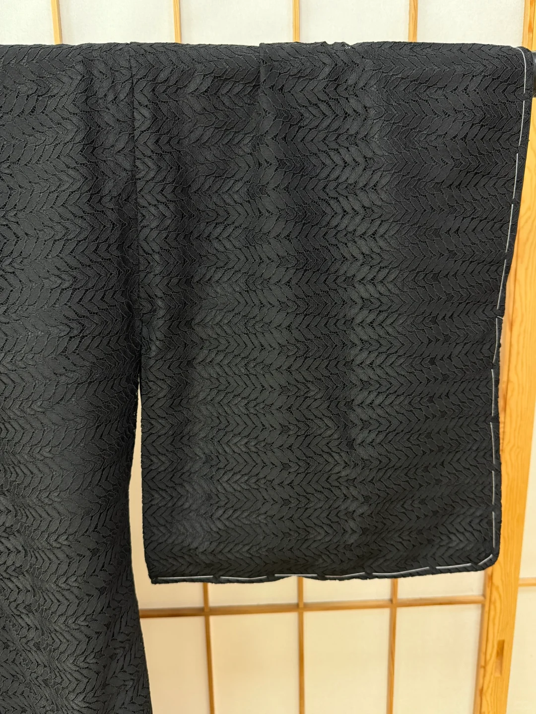 【现货】 纯黑叶纹 蕾丝袷小纹和服