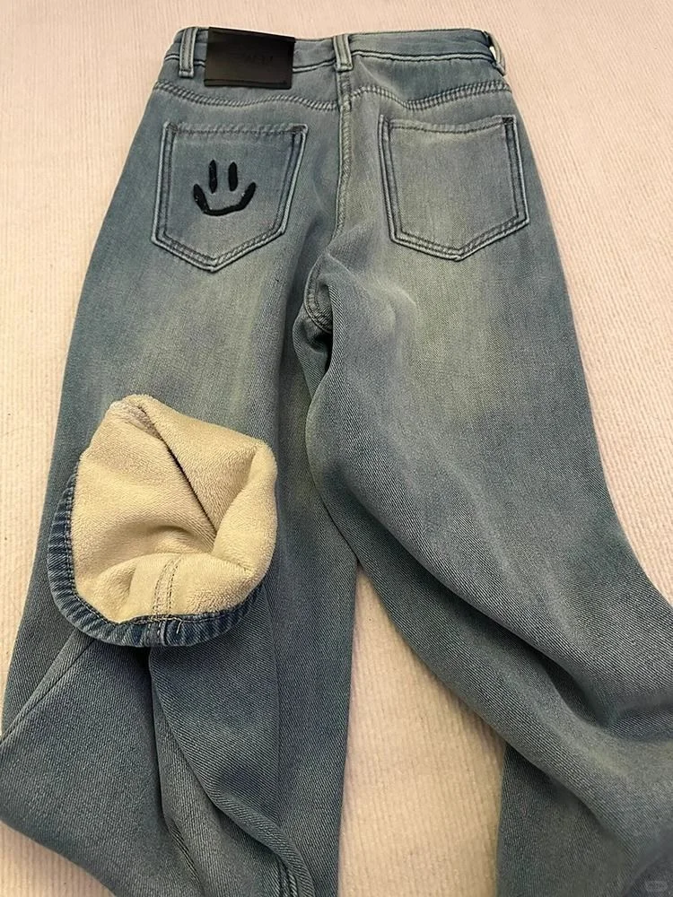 复古天丝蓝色直筒阔腿裤