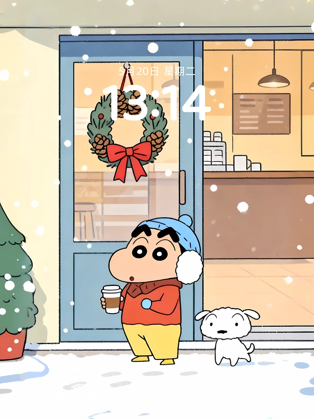 蜡笔小新壁纸 | 雪天和热咖啡更配哦☕
