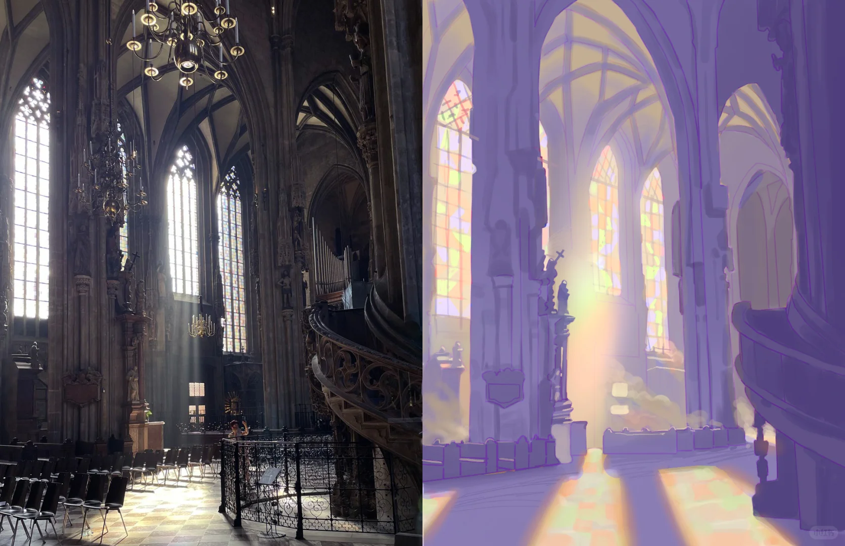 模特徐速涂团练day24➕笔记 教堂场景➕花窗