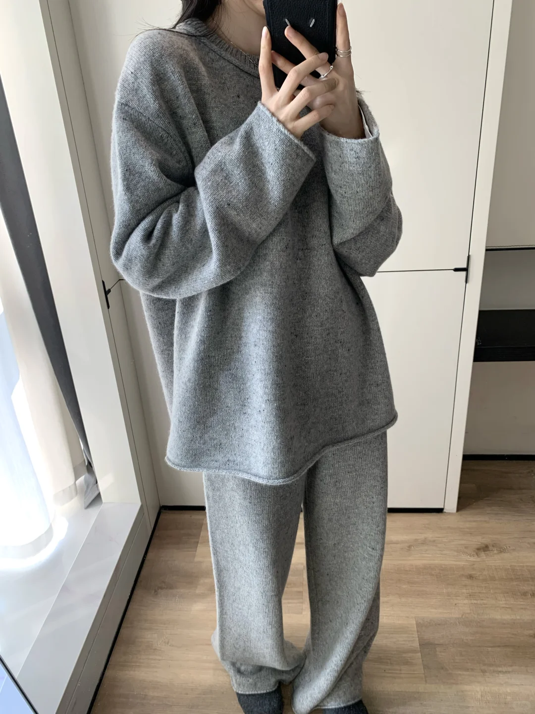 好慵懒的一套毛衣套装