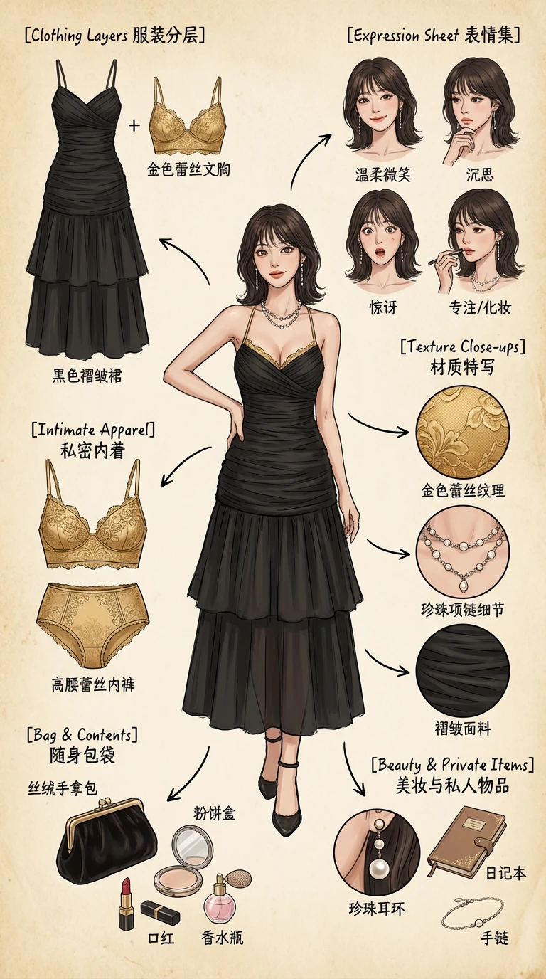 全景式角色穿搭深度概念分解图