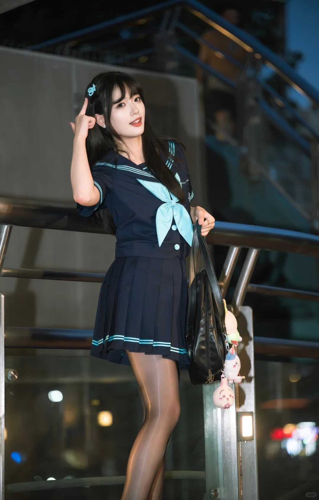 🌉JK水手服夜拍天桥｜出片全攻略