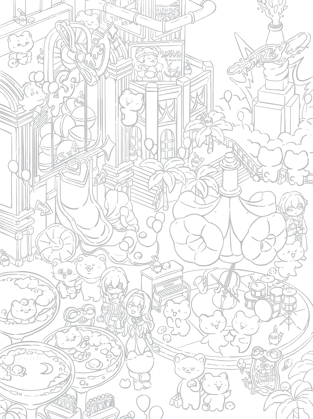 今日画画填色分享🙋摸鱼线条必备