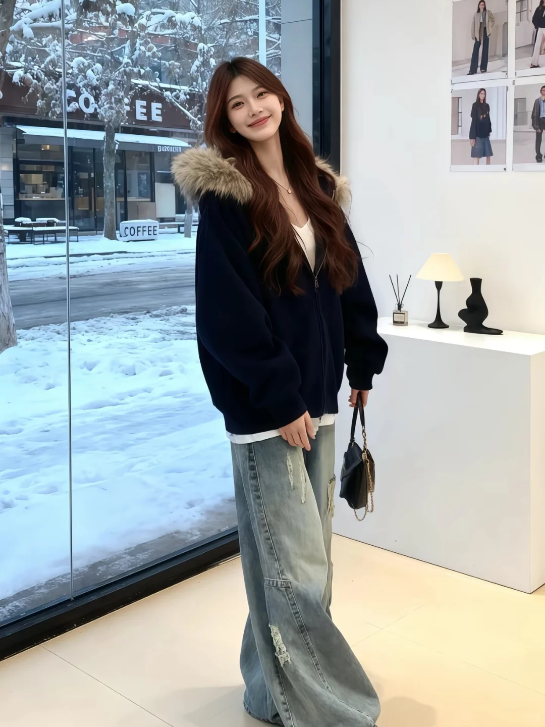 毛领卫衣外套把保暖 + 百搭 + 情侣款