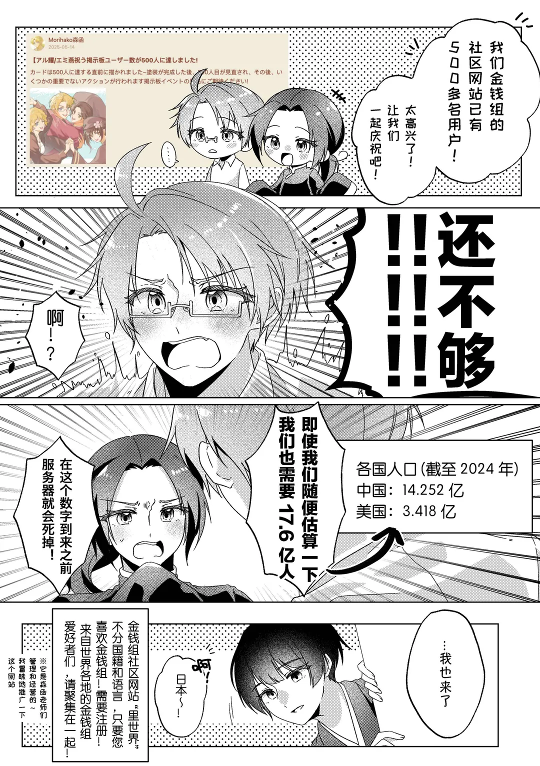 金钱组论坛的用户数突破500人！