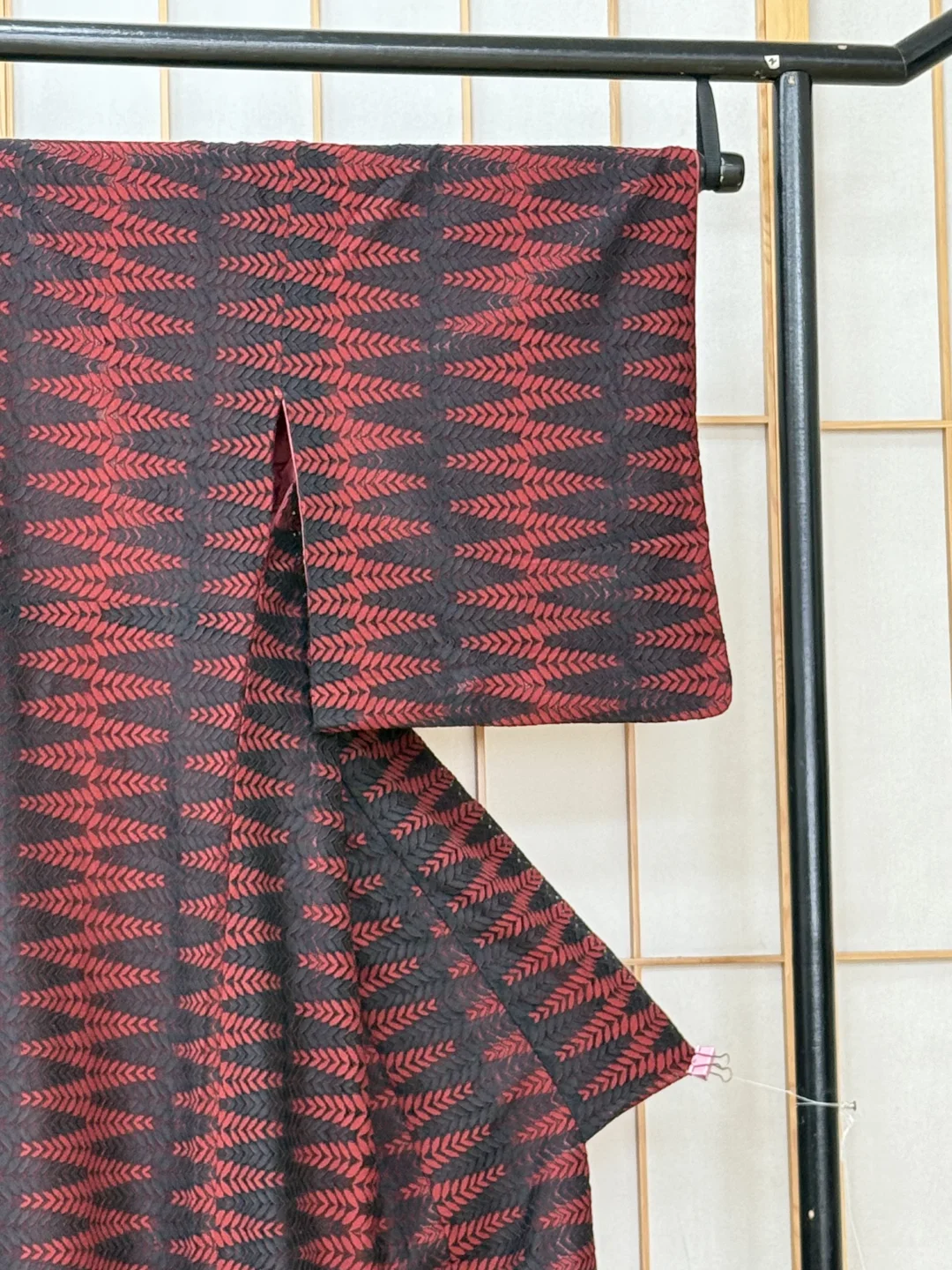 【现货】 红黑叶纹 蕾丝袷小纹和服