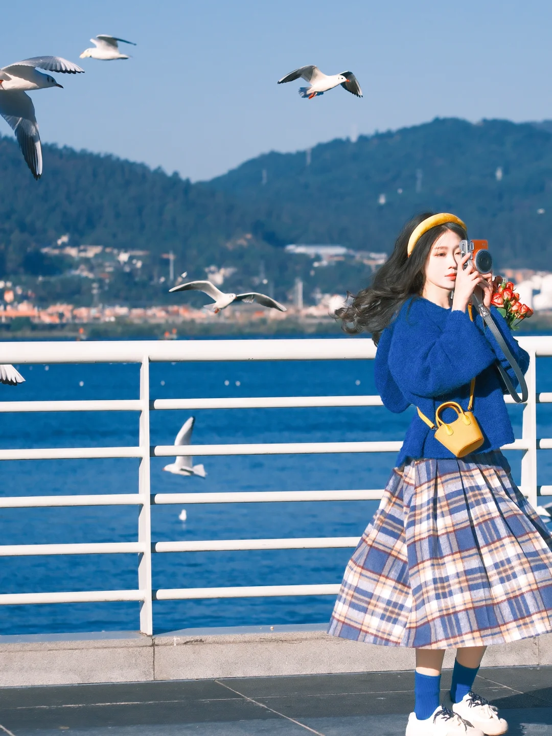 海边拍照 蓝调时刻🎞️冬天与海鸥都如约而至