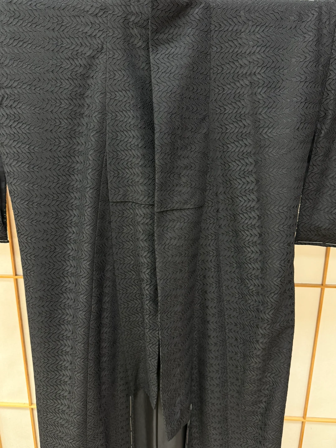 【现货】 纯黑叶纹 蕾丝袷小纹和服