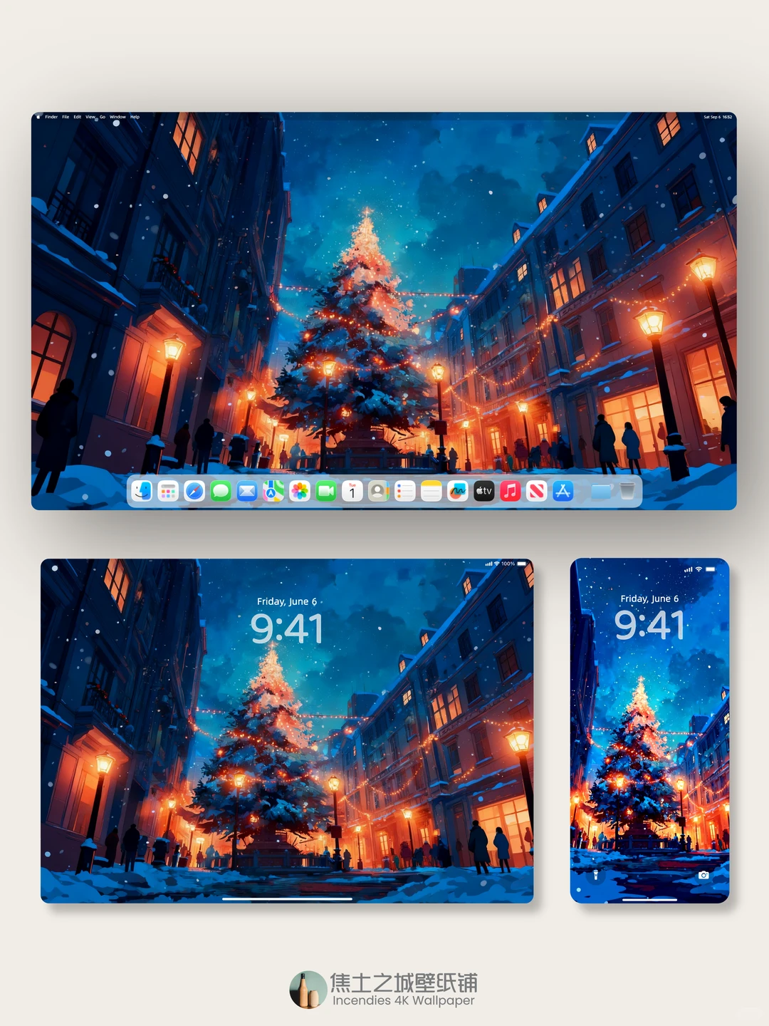 壁纸 | 雪夜的圣诞，有暖灯亮起