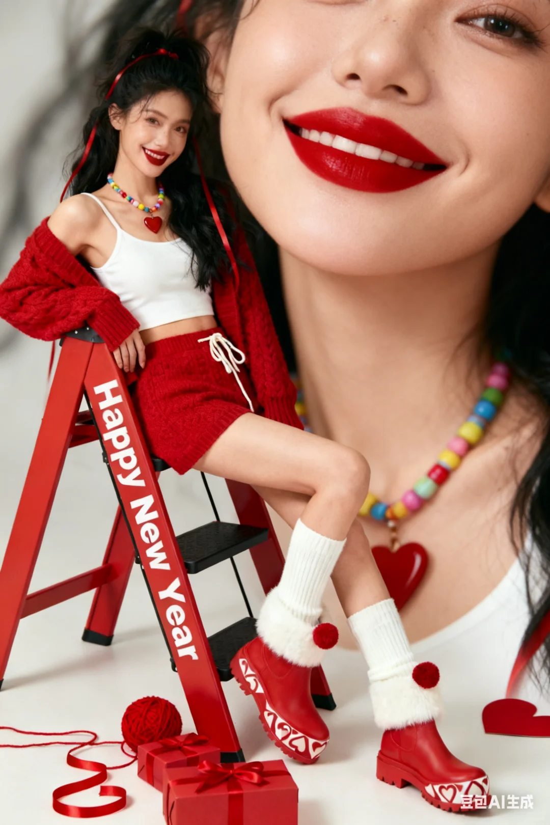 Ai写真●0元获得 2026新年红梯节节高写真！