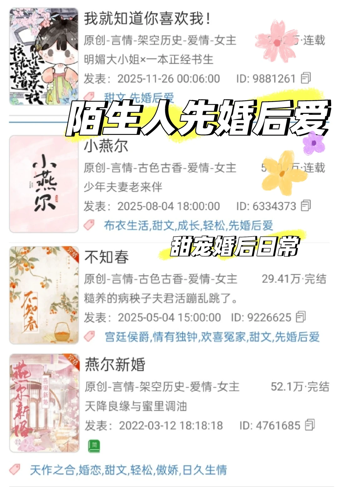 四本陌生人先婚后爱，婚后甜蜜日常古言